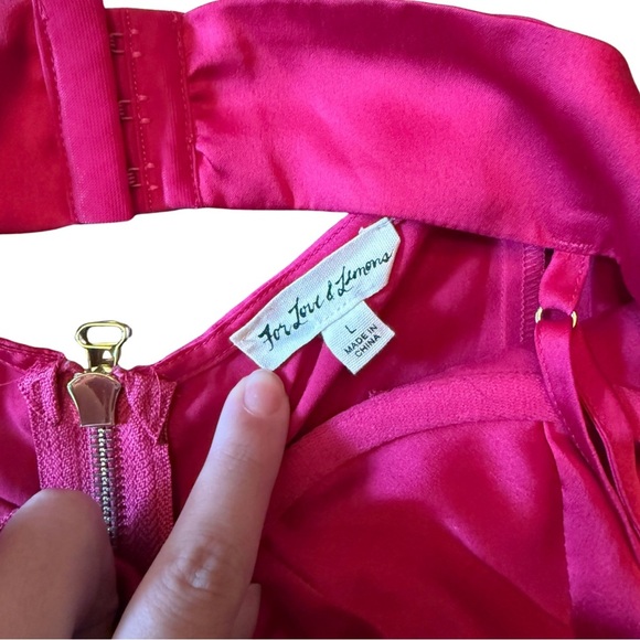 For Love & Lemons Isabella Bustier Mini Dress Red Satin Size Large (runs small) - Picture 9 of 11